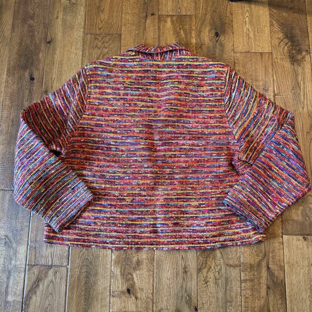 VTG Rainbow Colorful Art To Wear Handwoven Jacket Blazer Womens Sz XL - Picture 5 of 5
